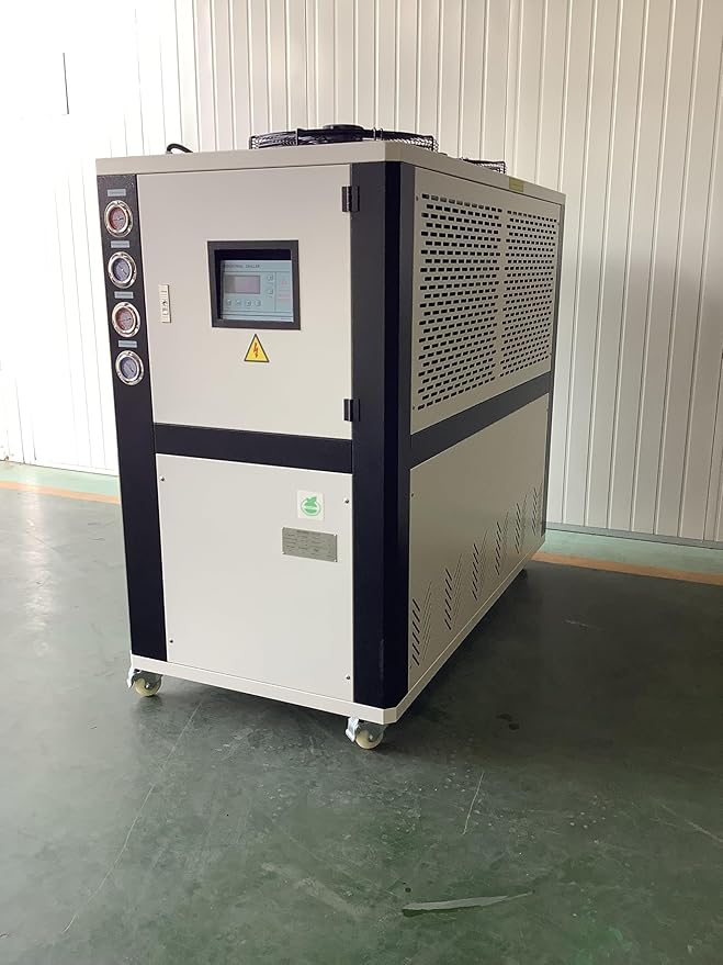 10HP Industrial Air-Cooled Water Chiller 220V 3-Phase 60hz |121,472 BTU Cooling Capacity, R407C Refrigerant, Precise Temperature Control 41°F-95°F for Industrial Process Cooling