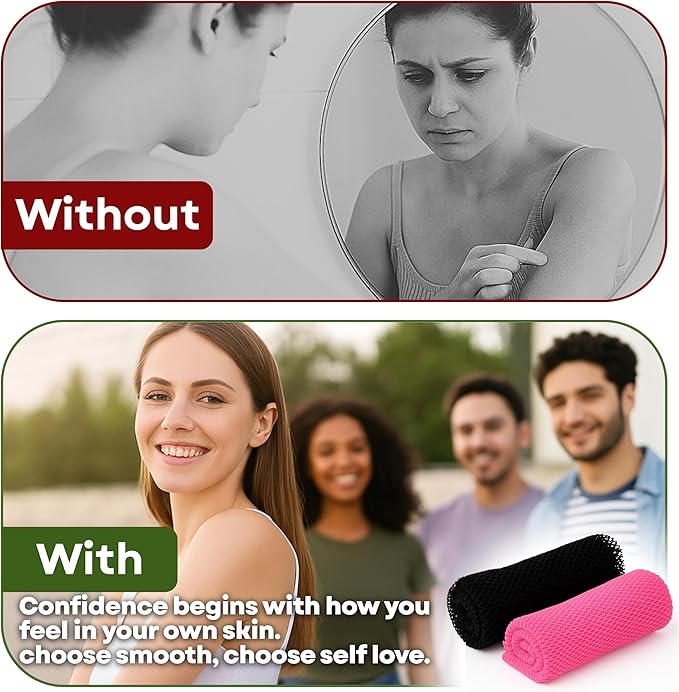 Premium 2X African net Sponge Authentic Exfoliating Body Scrubber for Shower Long Quick Dry 100% Nylon Deep Cleansing Back and Pore Scrubber Bath Sponge for Shower