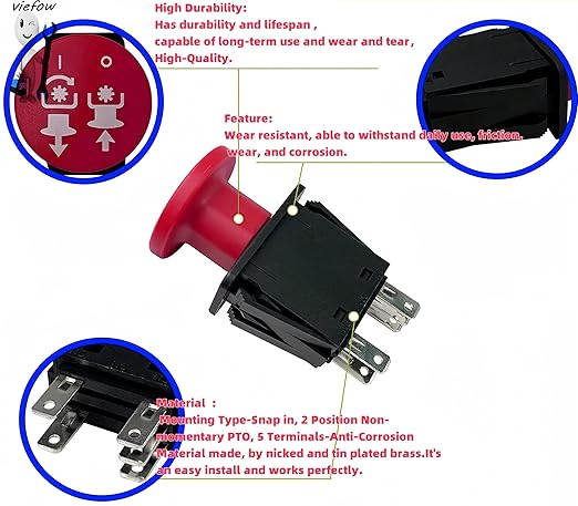 PTO Switch 5 Terminals 01545600 00522100 430-401 Fits Arens Graely ProMster ztx 260z 34z Zoom 2148XL ZTR 2050 34 Zero 1844 2148 Ikon-XD Deta Series 6201