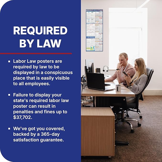 2026 Pennsylvania State and Federal Labor Laws Poster - OSHA Workplace Compliant - Mandatory Regulations Posting for Employees - All-In-One Required Compliance Posting 17" x 40" - Laminated