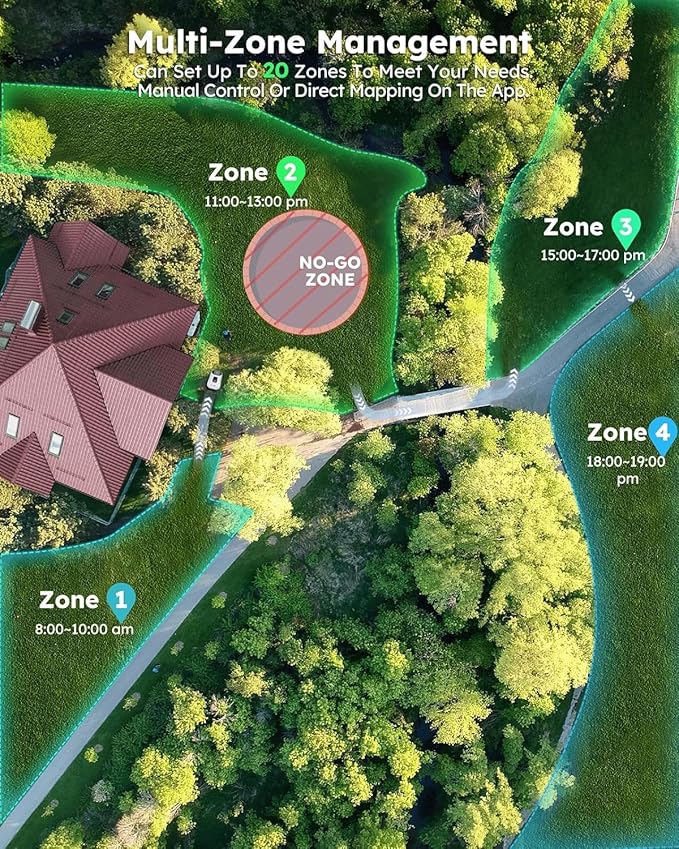 ANTHBOT Genie1000 Robot Lawn Mower - NO Wire, Full Band RTK+4-Eye Vision Robotic Lawnmower for 0.51 Acre, Auto Mapping, Multi-Zone Management, Accurate Obstacle Avoidance, Intelligent Path Planning