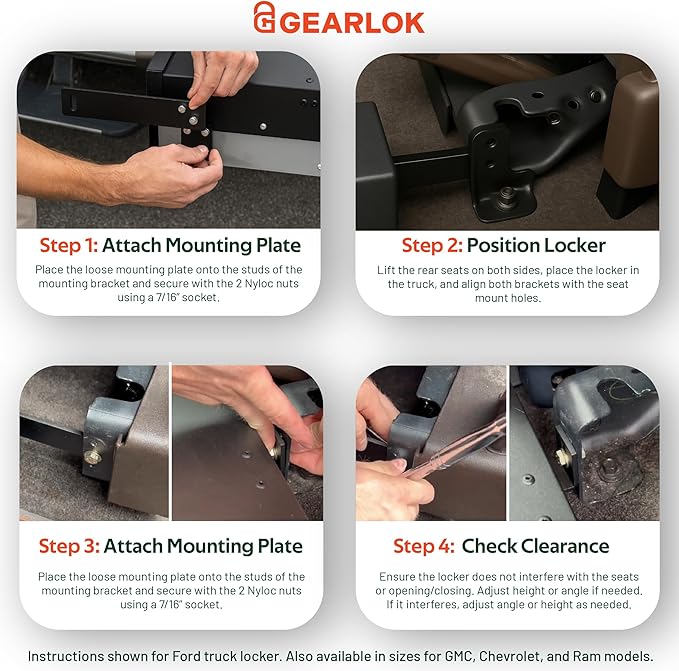 GearLok UnderSeat SideSlide Truck Locker – Secure Under Seat Storage for Ram 1500 Trucks – Lockable Truck Organizers and Storage for Tools, Ammo and Equipment (Fits 39.5"x12"x4.5" Interior)