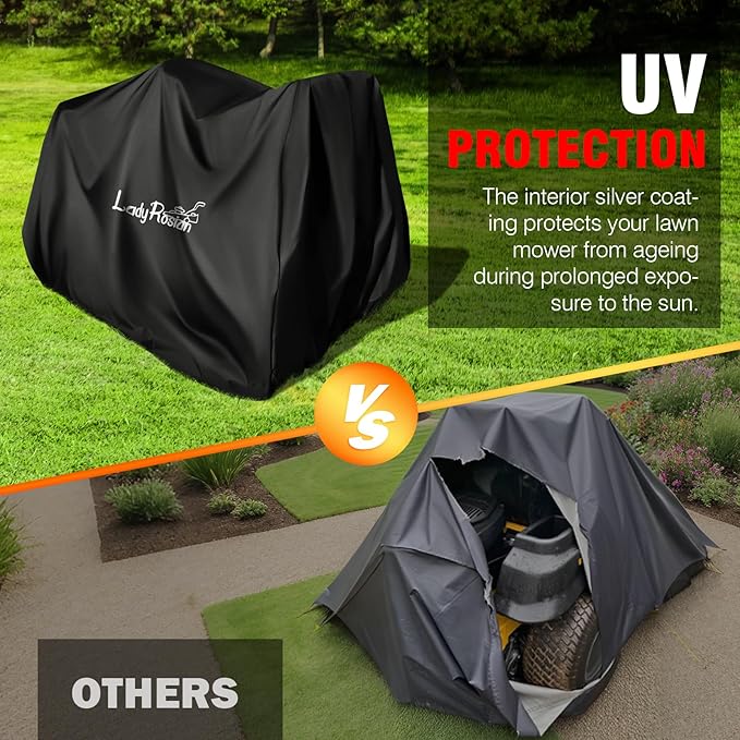Outdoors Lawn Mower Cover - Heavy Duty Oxford Waterproof UV Protection Universal Fit Push Mower Covers ,with Waterproof Lawnmower Covers for Outdoor(Black, 72L x 54W x 46H)