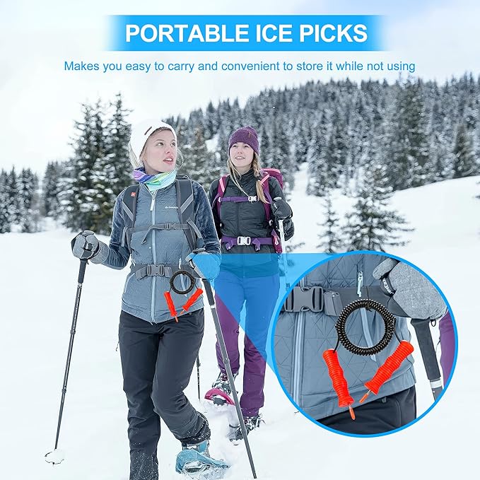 CozyCabin Ice Fishing Safety Picks Kit with Whistle Ice Fishing Accessories for Ice Fishing, Ice Skating, Ice Safety Spikes