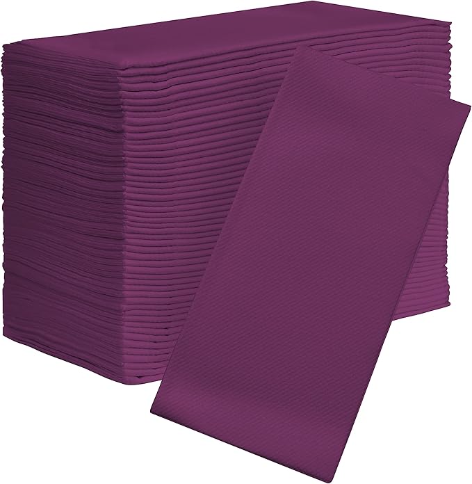 AMERICAN HOMESTEAD Paper Napkins - Purple Disposable Linen-Like Dinner Napkins - Restaurant-Quality Table Serviettes for Weddings, Parties, and Events - 15.75" x 15.75" - 50 Count