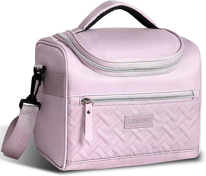 Insulated Lunch Bag, Portable Small Cooler Box, Reusable Leakproof Lunch Box Bag with Removable Strap for Work, Travel, Picnic (Purple)