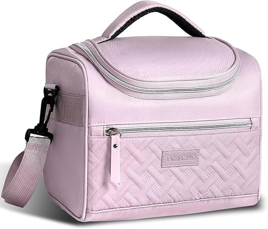 Insulated Lunch Bag, Portable Small Cooler Box, Reusable Leakproof Lunch Box Bag with Removable Strap for Work, Travel, Picnic (Purple)