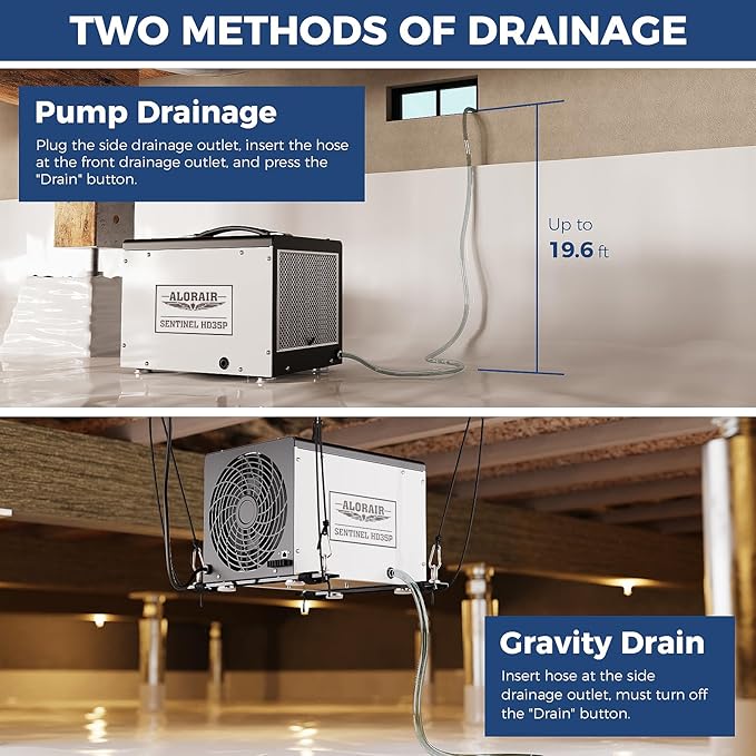 ALORAIR Crawl Space/Basement Dehumidifier 70 Pint with Pump, Automatic Defrost, Up to 1000 Sq Ft Commercial Dehumidifier, Memory Start, cETL Listed