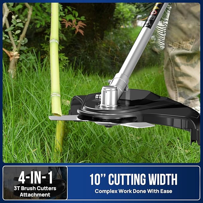 Wild Badger Power 40V Brushless Weed Wacker, String Trimmer/Edger, Hedge Trimmer and Brush Cutter Blade, Pole Saw, Attachment Capable 4-in-1 Multi-Tool Kit with 1 * 40V 4Ah Battery and 1*Charger
