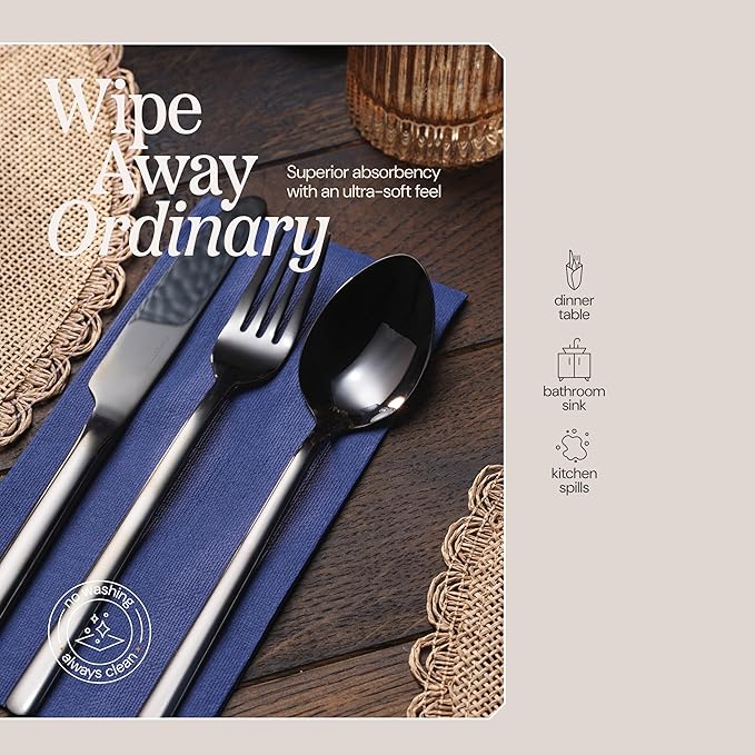 300 Pack Disposable Blue Napkins Paper, 3-Ply, 12" x 17" Blue Paper Napkins, Decorative Hand Guest Towels, For Wedding, Kitchen or Event