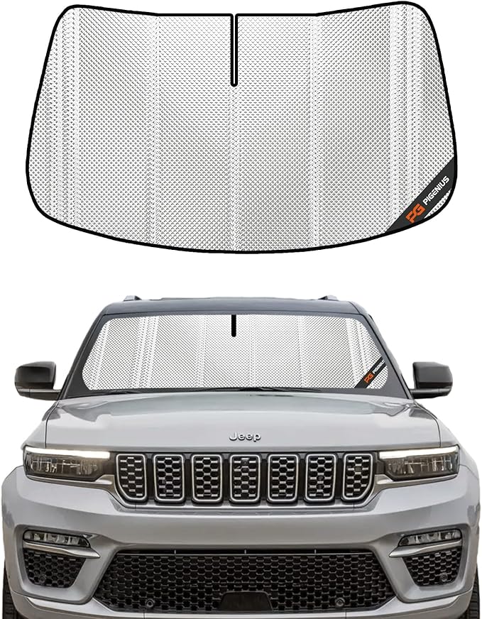Windshield Sun Shade for Jeep Grand Cherokee 2022-2025. Full Coverage Rearview Mirror Shade for Ultimate Protection
