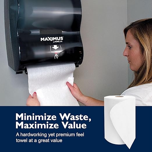 Maximus X1017 Premium TAD 10" Roll Paper Towels with Superior Absorbency, High Capacity Commercial Paper Towels Rolls Suitable for Office, Restaurant, and Healthcare Facilities, 6 Rolls Per Case