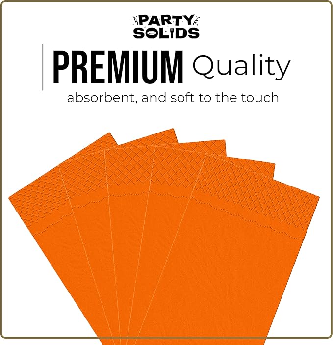 Orange Dinner Napkins Disposable 8" x 4" Folded - 40 Pcs 2 Ply Orange Napkins Disposable Paper Guest Towels for Bathrooms, Dinners, Everyday Parties & Party Supplies