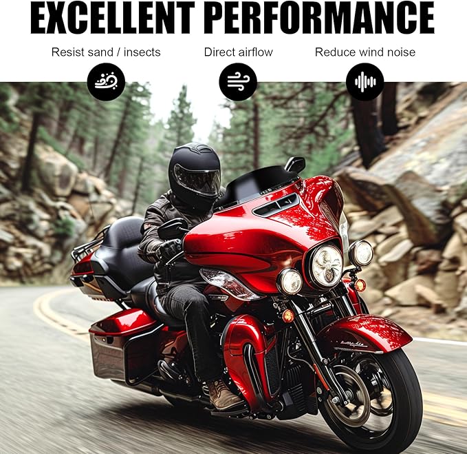 JMTBNO Black 4.5" Wave Windshield Windscreen Compatible for 2014-2024 Harley Davidson Touring Street Glide/Electra Glide/Ultra Limited/Tri Glide FLHT FLHX FLHXS FLHTK