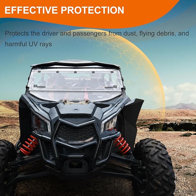 Flip Up Windshield for X3, 3-in-1 Flip Front Windshield Compatible with Can-Am Maverick X3 & X3 Max Accessories Scratch Resistant Hard Coated Folding Windscreen