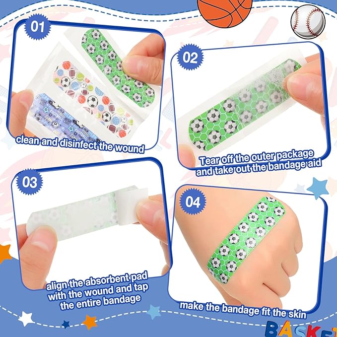 Patelai 300 Pieces Kids Bandages Bulk 10 Styles Children's Adhesive Flexible Colorful Cute Cartoon Bandages Waterproof Breathable Stickers Protection Care Cuts for Girls Boys(Balls)