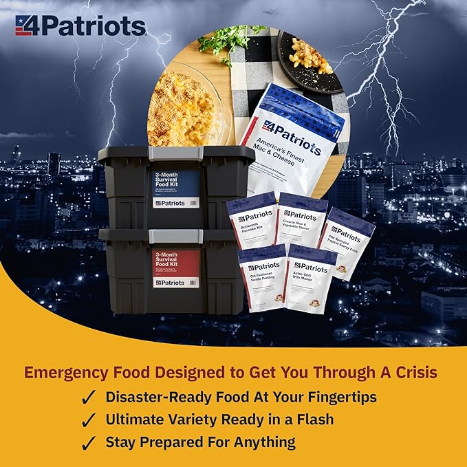 4Patriots 3-Month Survival Food Kit: Emergency Food Supply Designed to Last 25 Years, 688 Servings