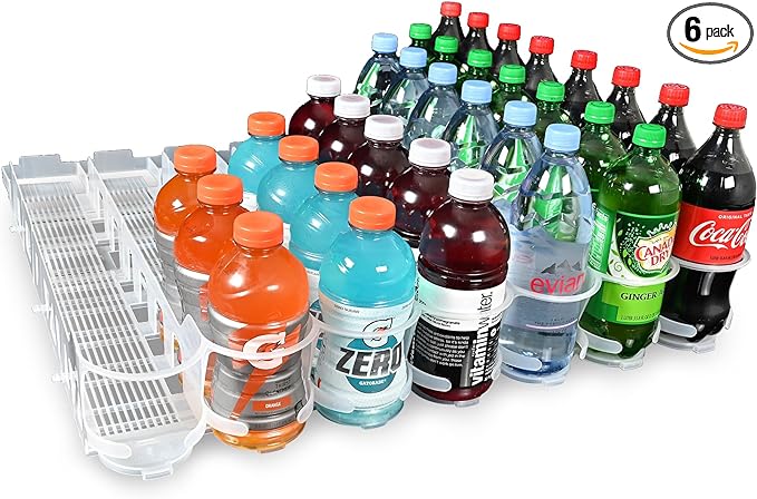 Display Technologies Visi-Slide Drink Organizer - 7-Wide Gravity-Fed Shelf Cabinet and Refrigerator Organizers and Storage for Cans, Bottles and More (Pack of 6)