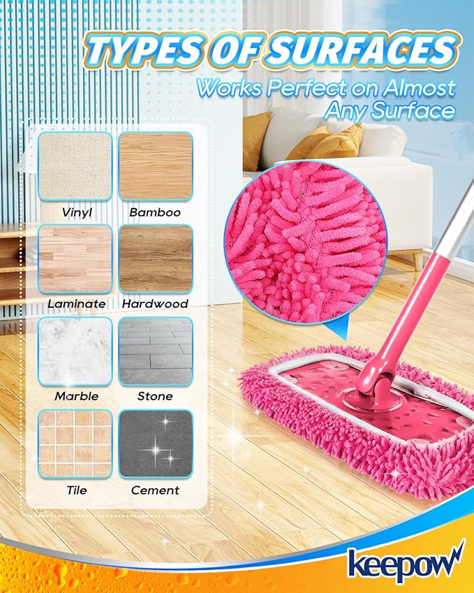 Reusable Dry Sweeping Cloths Microfiber Wet Mop Pads Compatible with Swiffer Sweeper Mop Replacement Sweeping Mopping pad Refills for Hardwood Surface Floor Cleaning (4PCS)