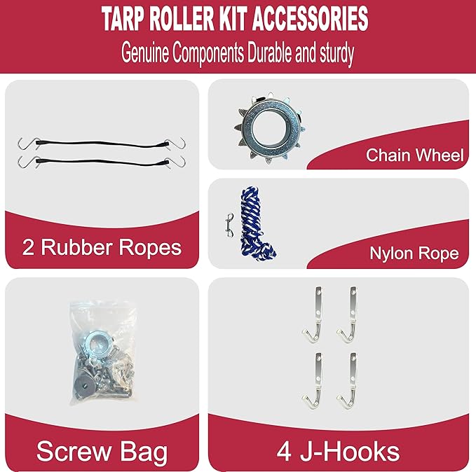 Width from 80" to 110", Hand Crank Tarp Roller Kit,Manual Pull Cab Level Dump Truck Tarp Roller Hexagon Axde equiped with 7" Sponge-Wrapped Handle (NO TARP)