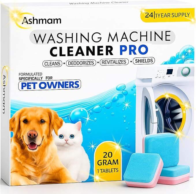 Washing Machine Cleaner Tablets – 24 Pack 1 Year Supply Deep Clean Washer Cleaning Tablets for Front & Top Load HE Machines, Removes Odor & Residue, Lavender Fresh Scent, Septic Safe