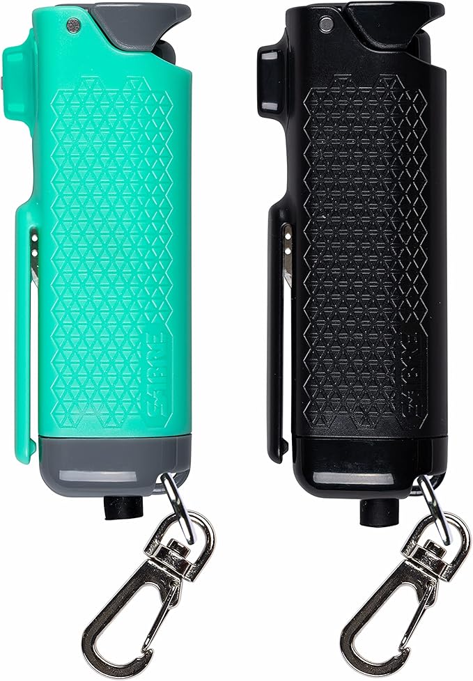 SABRE Safe Escape 3-In-1 Pepper Gel With Seat Belt Cutter & Window Breaker, Maximum Strength Pepper Spray, Snap Clip Keychain for Easy Carry & Fast Access, 0.54 fl oz, Easy to Use Fast Flip Top Safety