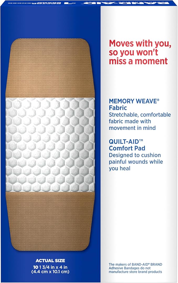 Band-Aid Brand Adhesive Bandages Flexible Fabric, Extra Large, 10 Count (Pack of 2)