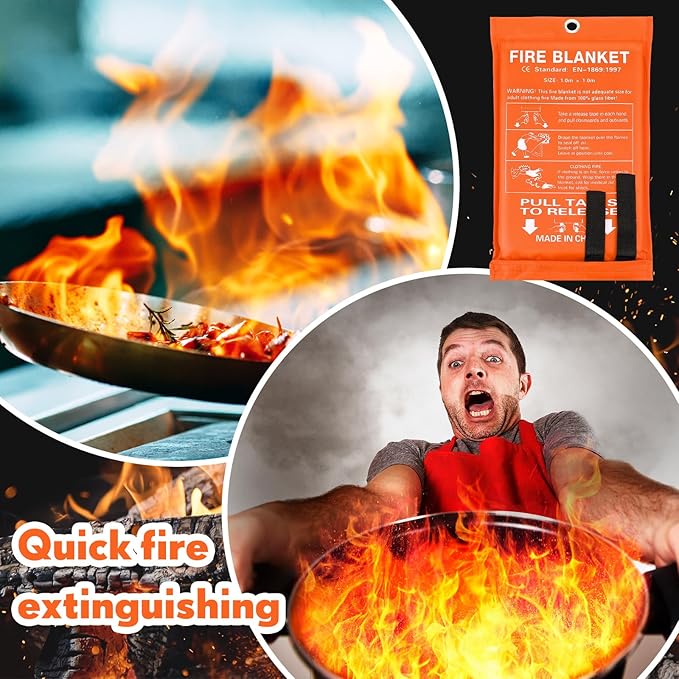 Macarrie 30 Pack 39” x 39” Fire Blanket Emergency for Home and Kitchen Safety Suppression Blanket Fiberglass Fireproof Survival for Fireplace Car Office Camping (Orange)