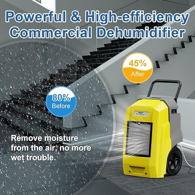 ALORAIR Storm Pro Commercial Dehumidifier 180 PPD, LGR Portable Dehumidifier with Pump, cETL Listed, 8 Years Warranty, LCD Display, for Clean-Up, Flood, Moisture
