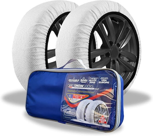 KNK Boutique Automotive Snow Socks for Tires - Eco Series for Efficient Grip Alternative for Tire Snow Chain - Snow Traction Device for Passenger Cars Trucks Winter Emergency Accessory (XX-Large)