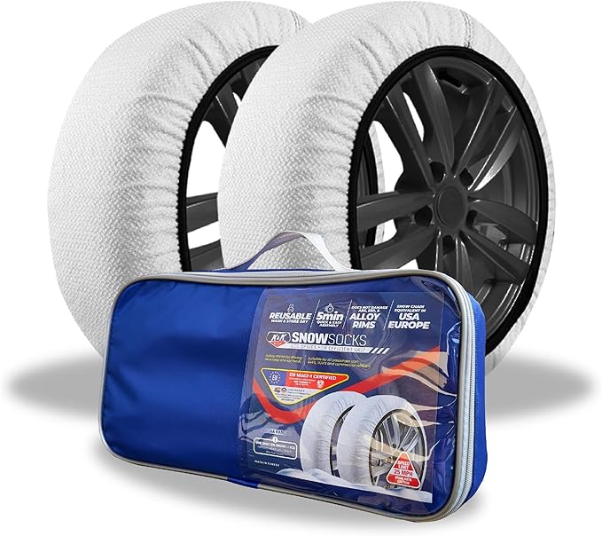 KNK Boutique Automotive Snow Socks for Tires - Eco Series for Efficient Grip Alternative for Tire Snow Chain - Snow Traction Device for Passenger Cars SUVs Trucks Winter Emergency Accessory (Medium)