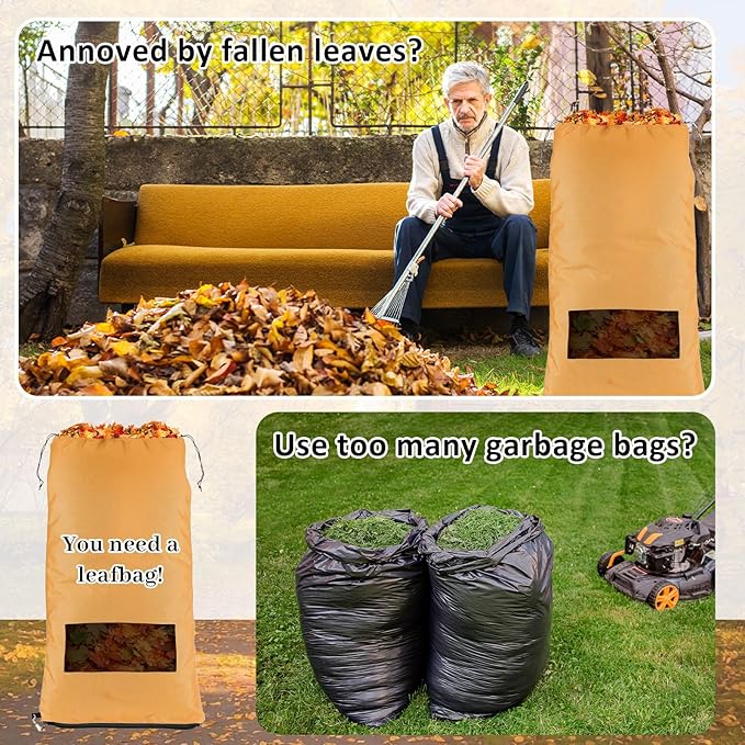 Patelai 2 Pcs 2025 New Lawn Tractor Leaf Bag 420d Grass Catcher Bag for Riding Lawn Mower, 78.7 x 52 Inch Large Capacity Grass Catcher for Leaf Collection Heavy Duty Material Collection(Beige Yellow)