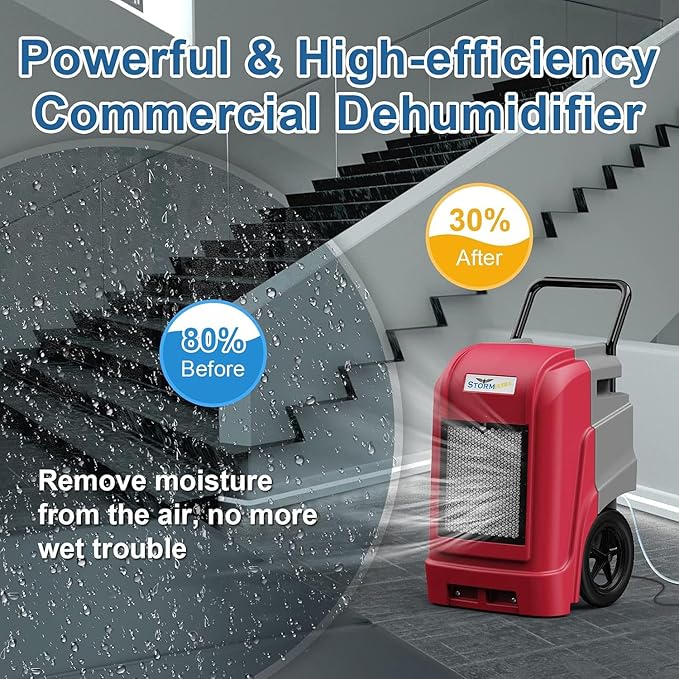 ALORAIR 190 Pints LGR Commercial Dehumidifier with Pump & Drain Hose, up to 2,600 Sq.Ft Industrial Dehumidifiers for Home, Water Damage Restore, Basements, Job Sites, 5 Years Limited Warranty