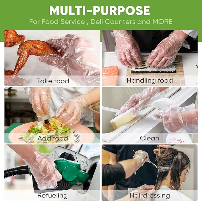 Disposable Food Prep Gloves - 500 PCS Disposable Plastic Gloves forFood Safe , Food Handling, Cooking，One Size Fits Most