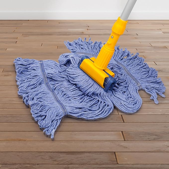2 Pack Mop Head Replacement, Cleaning Heavy Duty Mop Head Commercial Replacement, Wet Industrial Blue Cotton Looped End String Head Refills, Wet Refills Head Optimal Absorption and Durability (Blue)