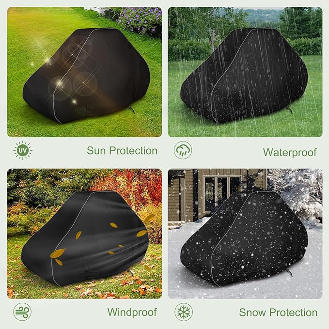 Lawn Mower Cover, 600D Waterproof Zero Turn Mower Cover, Outdoor Universal Zero Lawnmower Cover with Reflective Strip (79×46×55 Inch/Black)