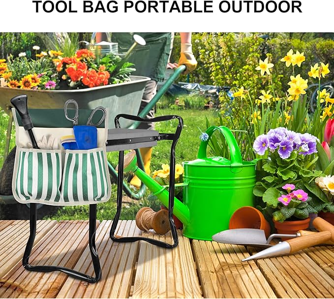 DOITOOL Garden Kneeler Bag Durable Tool Pouch with Ample Storage for Gardening Enthusiasts Easy to Carry and Hang Trolley