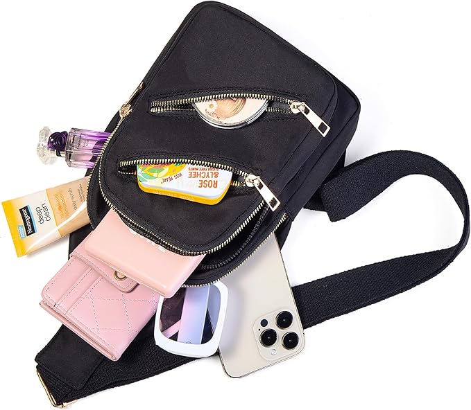 Sling Bag Crossbody Bags for Women, Small Sling Backpack Fanny Pack Cross Body Bag for Outdoors Hiking Traveling - Black