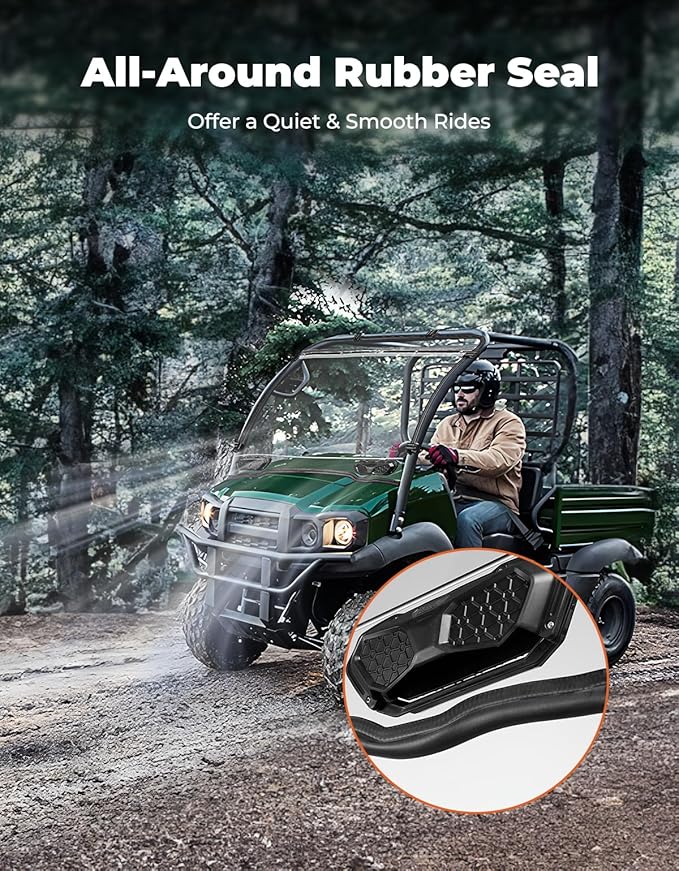 KEMIMOTO Vented Windshield Compatible with Kawasaki Mule SX SE XC LE 2017+, Scratch Resistant 1/4" Thick Polycarbonate Hard Coated UTV Front Windscreen