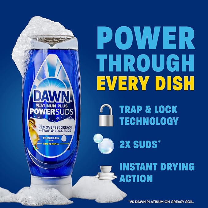 Dawn Platinum Plus PowerSuds Liquid Dish Soap, 51.5 oz. Refill