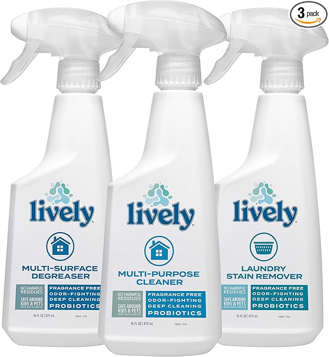 Lively Complete Household Cleaning Bundle – Multi-Purpose Cleaner, Degreaser, and Laundry Stain Remover