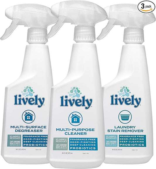 Lively Complete Household Cleaning Bundle – Multi-Purpose Cleaner, Degreaser, and Laundry Stain Remover