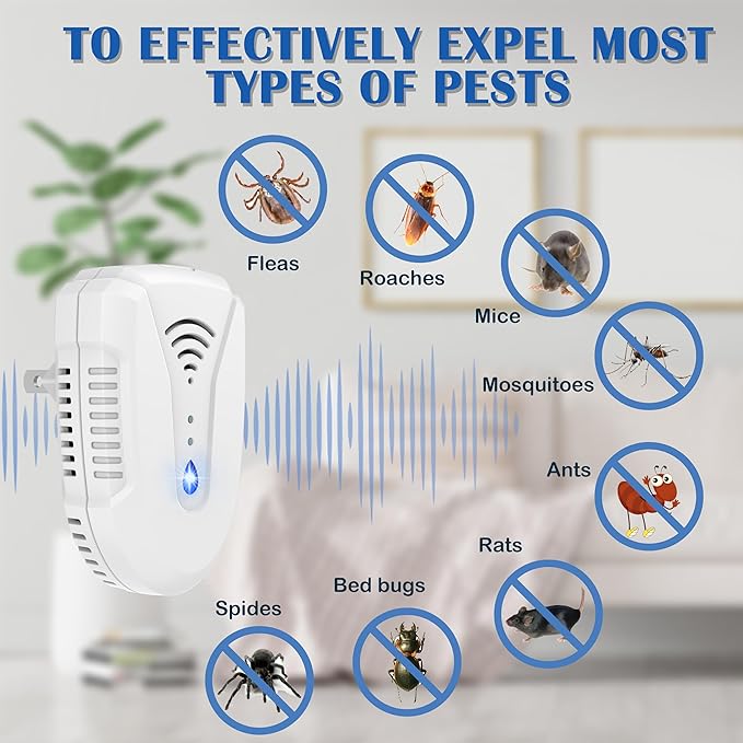 2025 Upgraded Version Ultrasonic Pest Repeller 6 Pack, Mouse Repellent Indoor Plug in, Insect Ultrasonic Repellent for Bugs Roach Insect Mice Spider Mouse Mosquito Ant, 3 Mode Switching (6 Pack)
