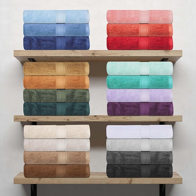 Superior Egyptian Cotton Pile Hand Towel Set of 4, Ultra Soft Luxury Towels, Thick Plush Essentials, Absorbent Heavyweight, Guest Bath, Hotel, Spa, Home Bathroom, Shower Basics, Charcoal