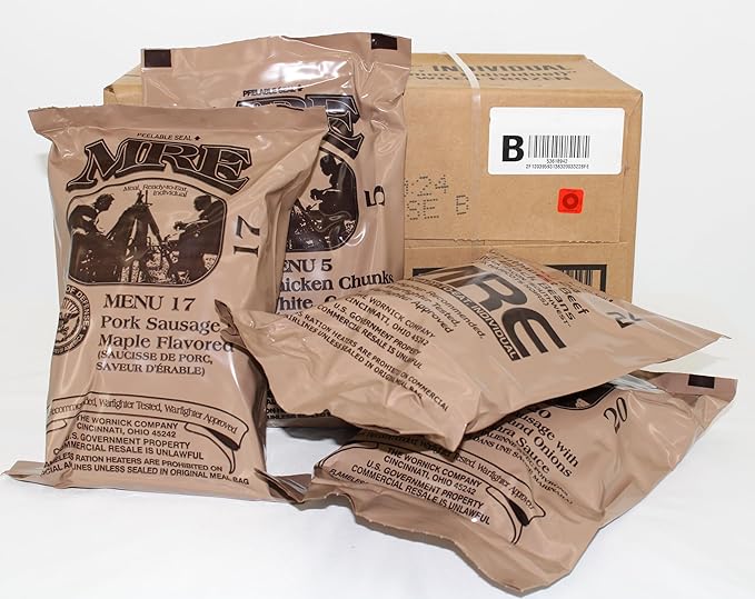 Wornick MRE Meals Ready to Eat, Inspection 2025, 2026 or Better, Emergency Food Supply, Survival Camping Outdoor 12 Pack (B Case, 1, Count)