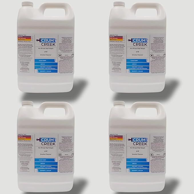 Smoke Cleaner Wall Wash, Multipurpose Degreaser for Walls and Smoke Damage, Non-Rinse, Grease and Odor Remover, Hard Surface Cleaner (4, 512 fluid ounces)