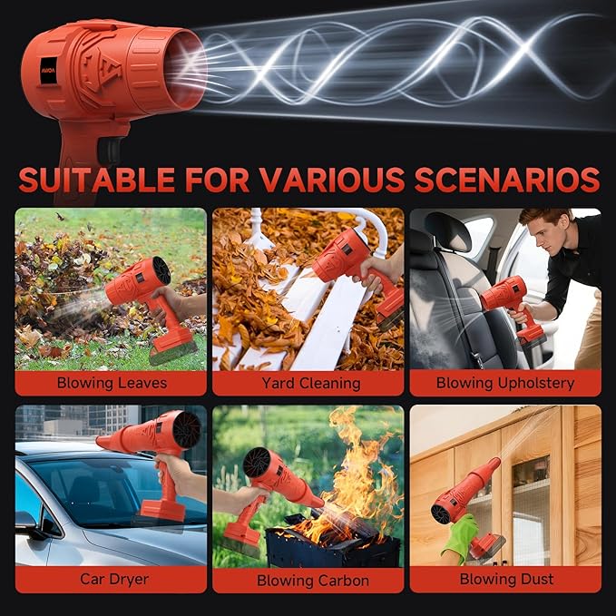 Electric Leaf Blower Cordless for Milwaukee M18 18V Battery, Handheld Leaf Blowers for Lawn Care, Blowing Leaves ＆ Dust, Turbo Jet Blower Dryer, Battery Powered Mini Leaf Blower (Battery Not Included)