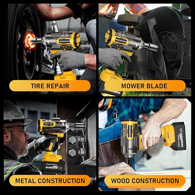 1000Nm(738ft-lbs) Cordless Impact Wrench 1/2 inch, High Torque Brushless Impact Gun w/Two 4.0AH Battery, with Storage Case, Electric Impact Wrench for Car Truck, RV/Mower