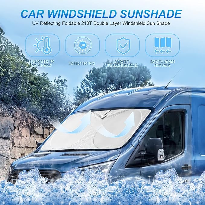 for 2026 Mustang Mach-E Windshield Sunshade Sun Shades for 2021-2025 Ford Mustang Mach E 4Door, Custom-fit Windshield Cover Front Window Sun Visor 2 Layers Protector Block UV Heat