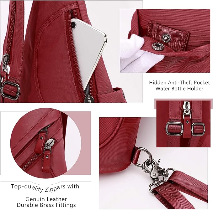 KL928 Nylon Sling Bag - Small Crossbody Backpack Shoulder Casual Daypack Multipurpose Rucksack for Men Women